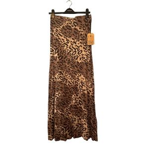 Billabong Dress Womens Large Leopard Print Flowy Midi Animal Brown Neutral NWOT